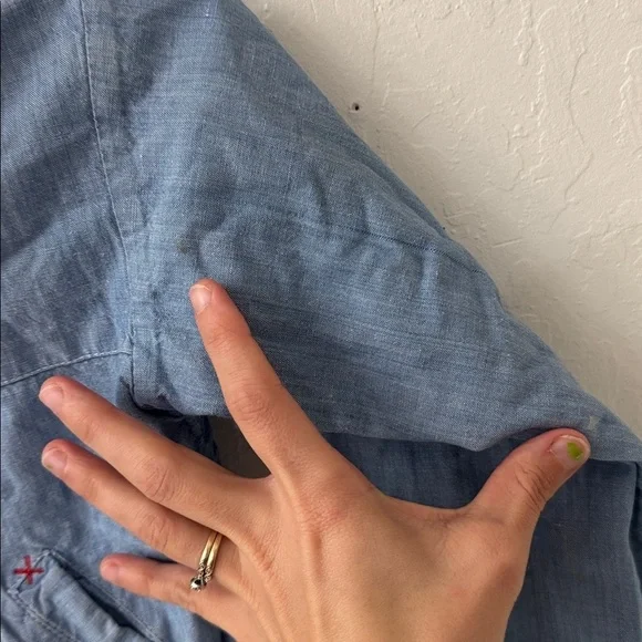 Vintage Reversible Chambray Denim Pinstripe Cow Patch Zip Jacket Kids - Picture 8 of 15